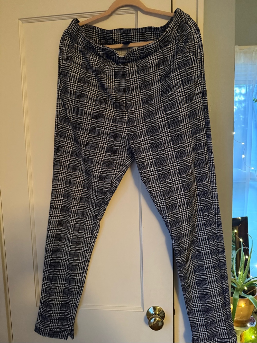 SHEIN Black & White Plaid Straight Leg Pants